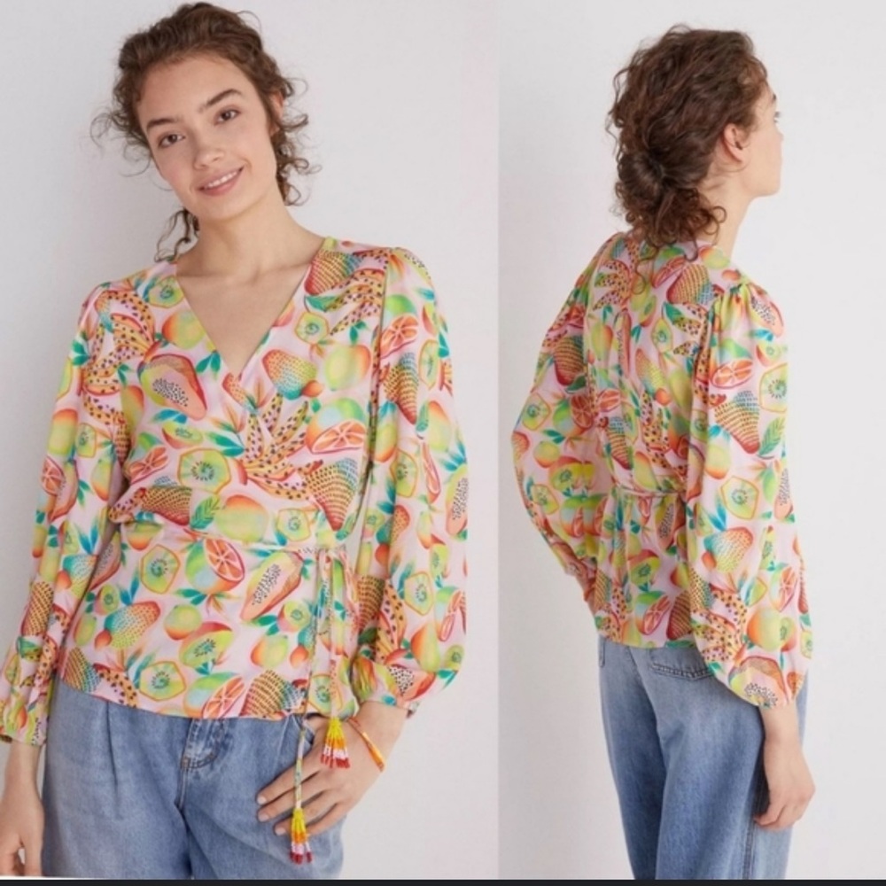 FARM RIO x Anthropologie Rainforest Wrap Blouse